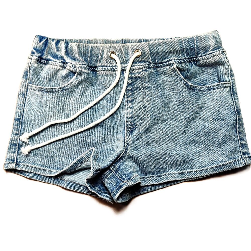 Forever 21 Denim Drawstring Shorts Juniors Size 5 Light Wash Stretch Jean
